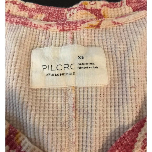 Anthropologie Pilcro Moira Floral Waffle Knit Thermal Top - Size Extra Small - Picture 4 of 9